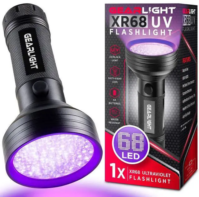 Main image of UV Flashlight Black Light from 68 LED Blacklight Flashlight Dog/Cat Pet Urine Detector, Scorpion, Bed Bug, Resin Curing, Dog Stain, and Carpet Odor Eliminator Remover, ID Checking_XR68