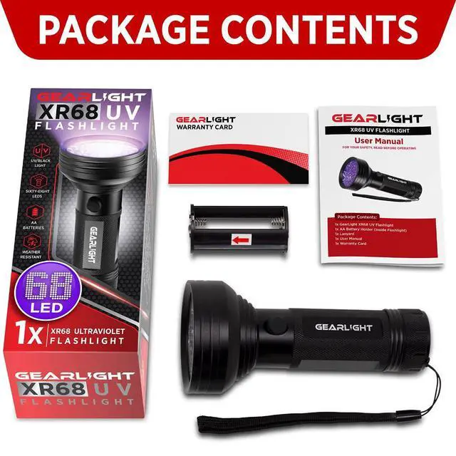 Alt view image 5 of 7 - UV Flashlight Black Light from 68 LED Blacklight Flashlight Dog/Cat Pet Urine Detector, Scorpion, Bed Bug, Resin Curing, Dog Stain, and Carpet Odor Eliminator Remover, ID Checking_XR68