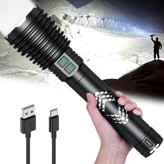 Main image of Rechargeable Flashlights 600,000 High Lumens, Super Bright LED Flashlight with Long Handle, Large Capacity Battery, Zoomable & 6 Modes, Waterproof Handheld Flashlight for Camping Emergencies Home