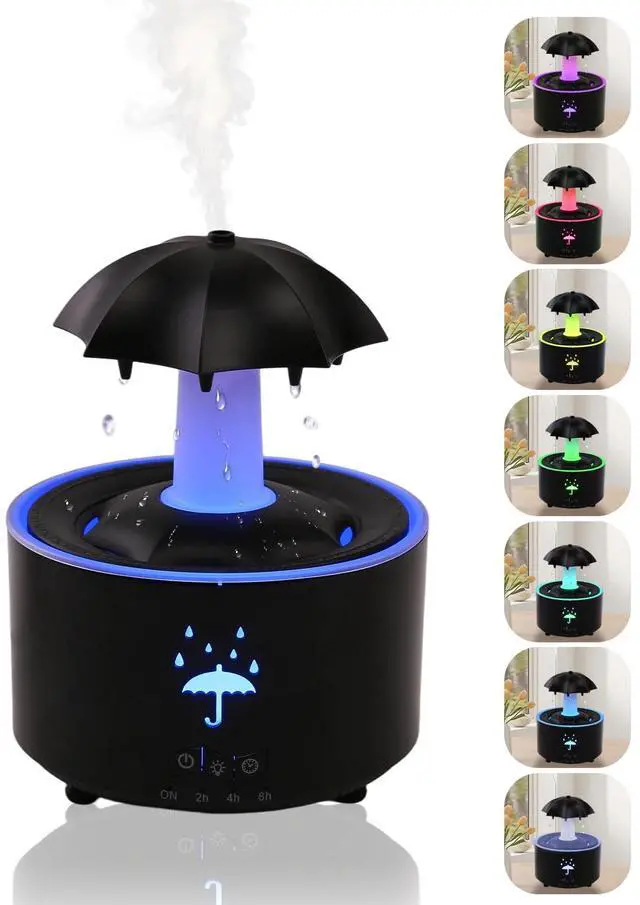 Main image of Rain Humidifier Oil Diffuser, Raindrop Essential Oil Aromatherapy Diffuser for Bedroom, 360° Rotating Raindrop & 7 LED Mood Lights, Auto Shut-Off, Quiet Cool Mist Humidifier for up to 24 Hrs