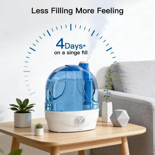 Alt view image 5 of 7 - Cool Mist Humidifiers for Bedroom, BabyRoom, Office and Plants,2.8L Large Capacity Ultrasonic Cool Mist Humidifier - Lasts up to 30 Hours, Auto Shut-Off (BPA-Free)