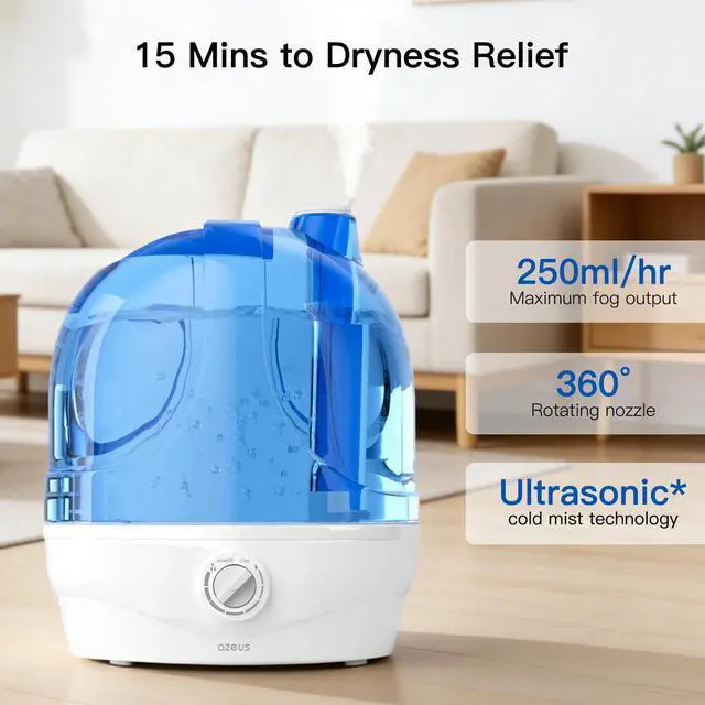 Alt view image 3 of 7 - Cool Mist Humidifiers for Bedroom, BabyRoom, Office and Plants,2.8L Large Capacity Ultrasonic Cool Mist Humidifier - Lasts up to 30 Hours, Auto Shut-Off (BPA-Free)