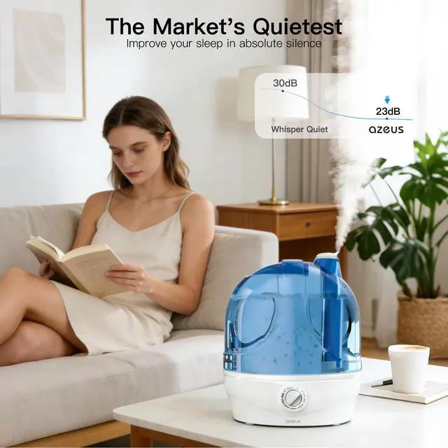 Alt view image 4 of 7 - Cool Mist Humidifiers for Bedroom, BabyRoom, Office and Plants,2.8L Large Capacity Ultrasonic Cool Mist Humidifier - Lasts up to 30 Hours, Auto Shut-Off (BPA-Free)
