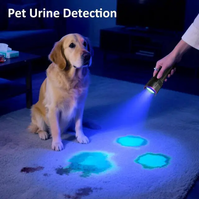 Alt view image 5 of 7 - 365nm UV Flashlight Rechargeable Black Light Flashlight Powerful, LCD Display Handheld UV Light for Pet Urine Detection,Resin Curing,Travel,Yooperlite,Scorpion,Blood Tracking,Rocks,Minerals,AC Leak