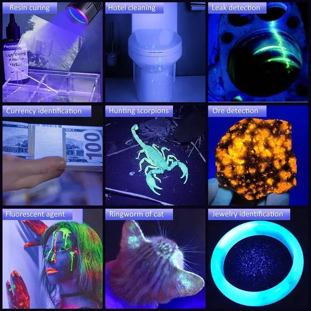 Alt view image 6 of 7 - 365nm UV Flashlight Rechargeable Black Light Flashlight Powerful, LCD Display Handheld UV Light for Pet Urine Detection,Resin Curing,Travel,Yooperlite,Scorpion,Blood Tracking,Rocks,Minerals,AC Leak