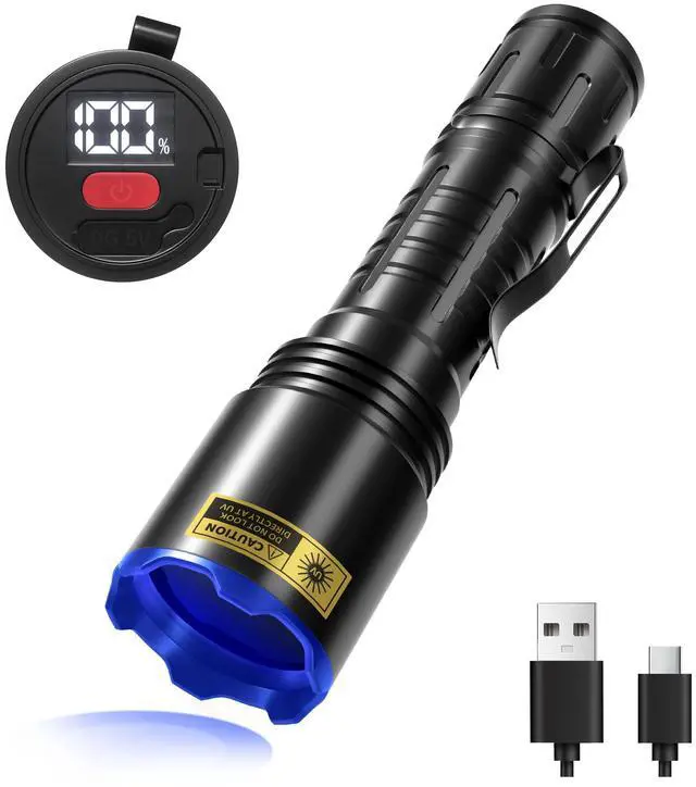 Main image of 365nm UV Flashlight with LCD Display Powerful Black Light Flashlight Ideal for Pet Urine Detection, Resin Curing, Bloodstain Tracking, Rock and Scorpion Detection