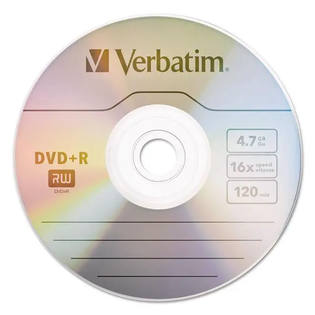Alt view image 2 of 2 - Verbatim DVD+R Blank Discs AZO Dye 4.7GB 16X Recordable Disc - 100 Discs Spindle,Silver
