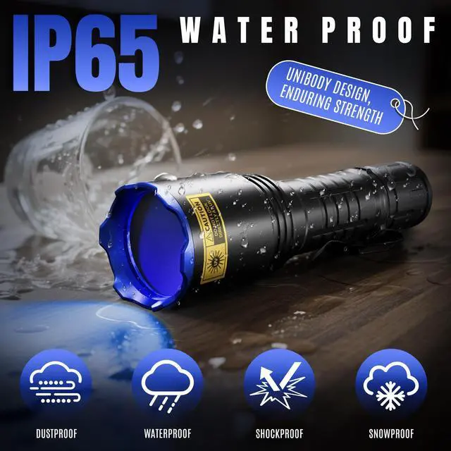 Alt view image 4 of 7 - 365nm UV Flashlight with LCD Display Powerful Black Light Flashlight Ideal for Pet Urine Detection, Resin Curing, Bloodstain Tracking, Rock and Scorpion Detection