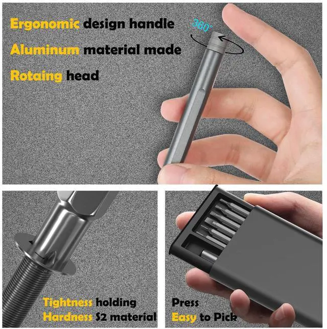 Alt view image 3 of 7 - Precision Screwdriver Set, 27 in 1 Small Screwdriver Set Magnetic, Mini S2 Steel Bits with Tweezers, Magnetic Mini Repair Tool Kit for Laptop, Phone, PC, Glasses, Watch, Electronic