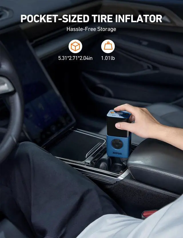 Alt view image 2 of 7 - Tire Inflator L7S Portable Air Compressor Cordless Bike Pump with Digital Dual Values Display, 150 PSI Car Tires Pump with LED Lights Air Pump for Cars, Motorcycles, Bikes, Balls Blue