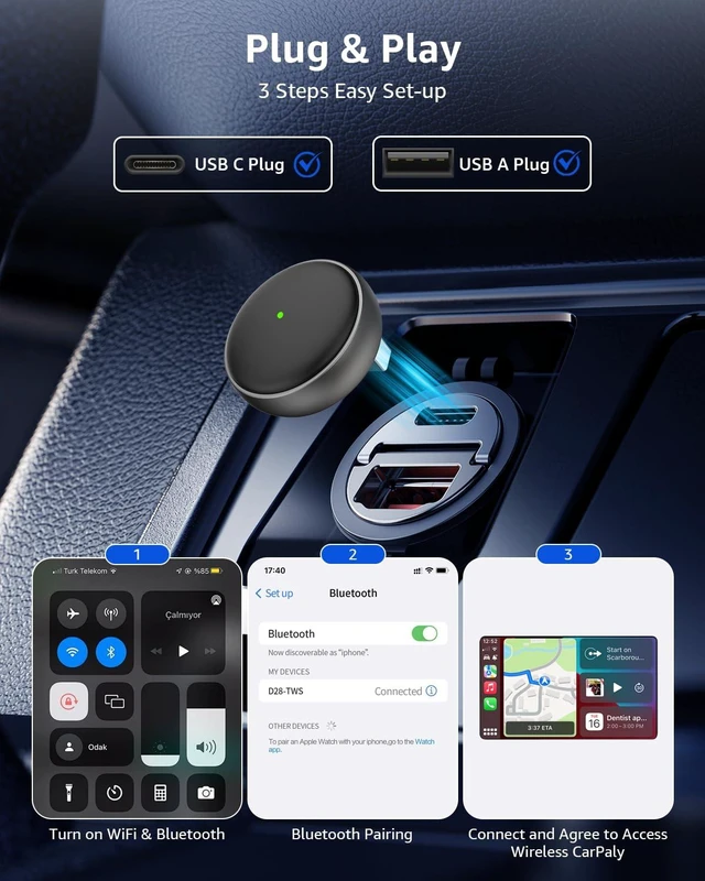 Alt view image 4 of 7 - Wireless CarPlay Adapter, 2026 Upgraded Enhanced 50% Smaller, Convert Wired to CarPlay Wireless, Plug & Play Adapter, Fast Auto-Connect, No Latency, Compact Design for Apple iPhone iOS 10+