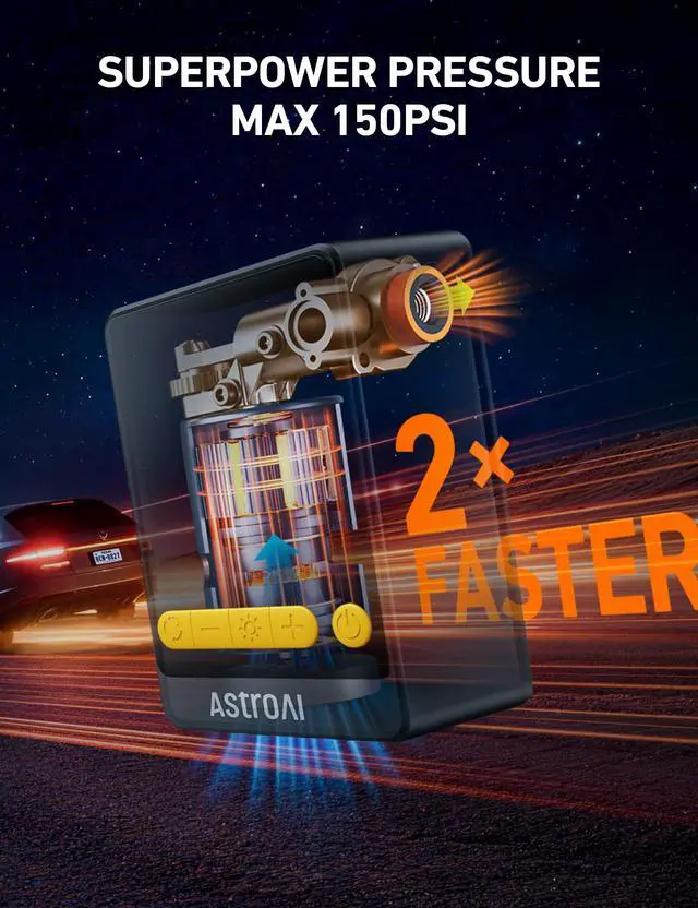 Alt view image 2 of 7 - L10 Mini Tire Inflator Portable Air Compressor,150PSI Air Pump for Car Tires with Tire Pressure Gauge,Bike Pump with LED Light,Tire Inflator for Cars,Bikes,Motorcycles,Balls,Car Accessories