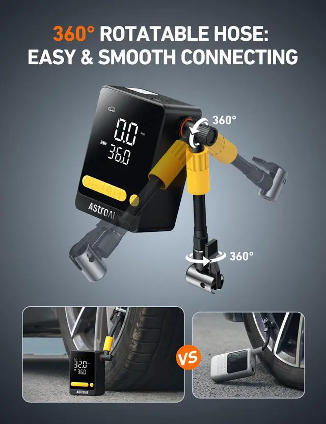 Alt view image 3 of 7 - L10 Mini Tire Inflator Portable Air Compressor,150PSI Air Pump for Car Tires with Tire Pressure Gauge,Bike Pump with LED Light,Tire Inflator for Cars,Bikes,Motorcycles,Balls,Car Accessories