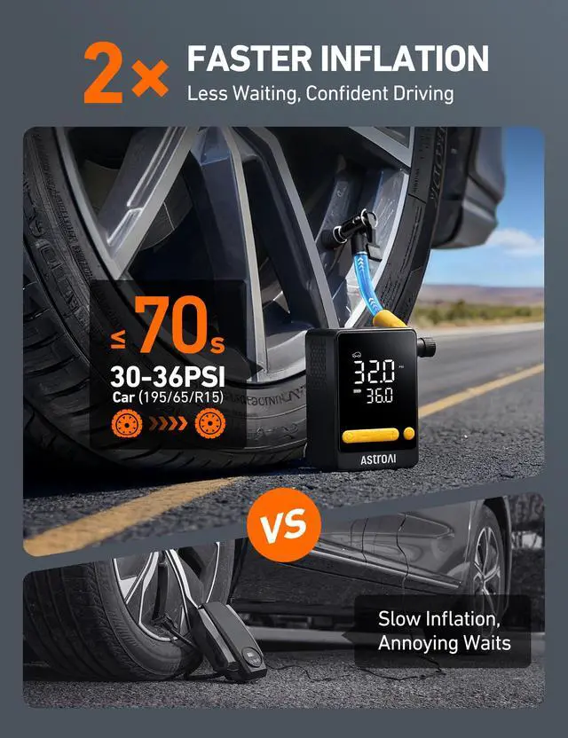 Alt view image 5 of 7 - L10 Mini Tire Inflator Portable Air Compressor,150PSI Air Pump for Car Tires with Tire Pressure Gauge,Bike Pump with LED Light,Tire Inflator for Cars,Bikes,Motorcycles,Balls,Car Accessories