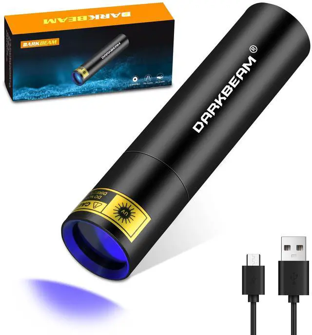 Main image of UV Flashlight 365nm Mini Black Light - Rechargeable USB Strong Ultraviolet LED Flashlights, Portable Woods lamp, Detector for Pet Urine/Stains, Flurescent, Blood Tracking Flashlight
