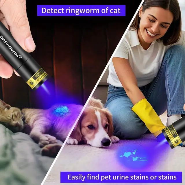 Alt view image 3 of 7 - UV Flashlight 365nm Mini Black Light - Rechargeable USB Strong Ultraviolet LED Flashlights, Portable Woods lamp, Detector for Pet Urine/Stains, Flurescent, Blood Tracking Flashlight
