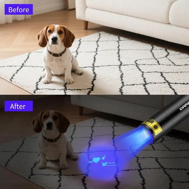 Alt view image 4 of 7 - UV Flashlight 365nm Mini Black Light - Rechargeable USB Strong Ultraviolet LED Flashlights, Portable Woods lamp, Detector for Pet Urine/Stains, Flurescent, Blood Tracking Flashlight