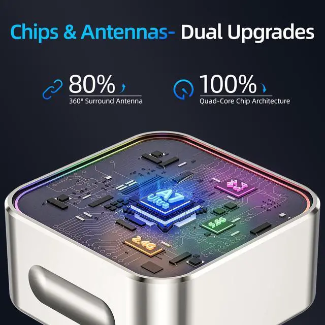 Alt view image 4 of 7 - Apple CarPlay Adapter, 5.8G Quad-Core Chip No Latency, Aerospace Silicone Cooling, Zn-Alloy & Diamond Panel, Plug & Play Wired to Wireless CarPlay Adapter