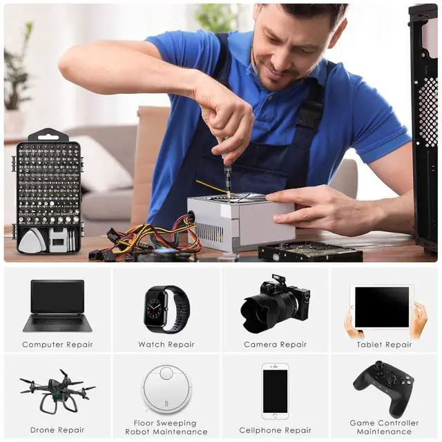 Alt view image 7 of 7 - Precision Screwdriver Set, SHARDEN 122 in 1 Electronics Magnetic Repair Tool Kit with Case for Repair Computer, iPhone, PC, Cellphone, Laptop, Nintendo, PS4, Game Console, Watch, Glasses etc (Grey)