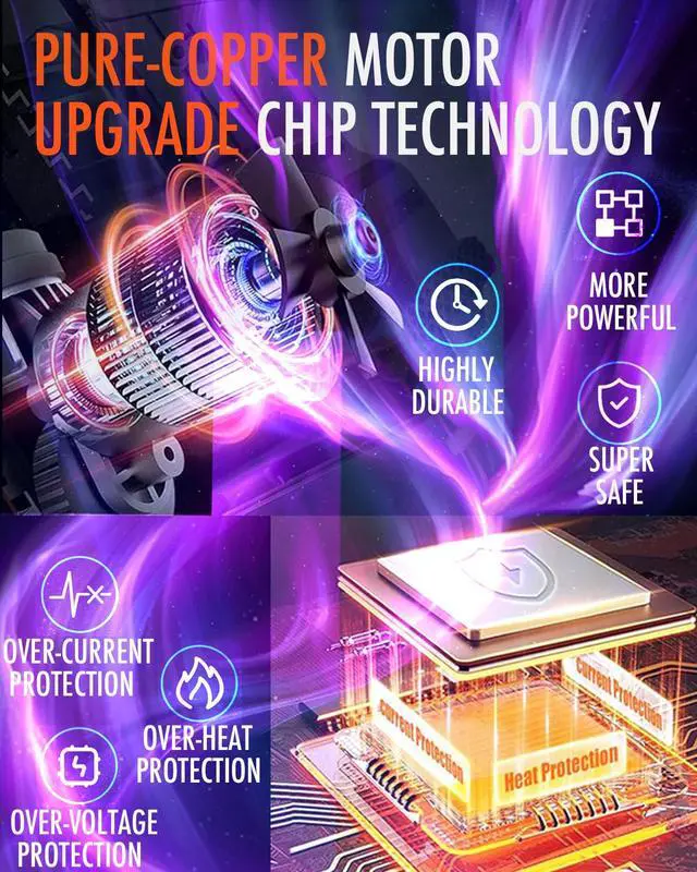 Alt view image 4 of 7 - AWEWEI Tire Inflator Portable Air Compressor - 150PSI Air Pump for Car Tires, DC 12V Fast Inflation Auto Pump with Digital Tire Pressure Guage & Emergency LED Light for Car, Bike, Ball, R7 Silver