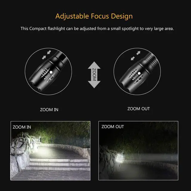 Alt view image 2 of 6 - 2 Pack Military Grade Single Mode High Lumens Led Tactical Flashlight for Outdoor Camping Hiking Emergency