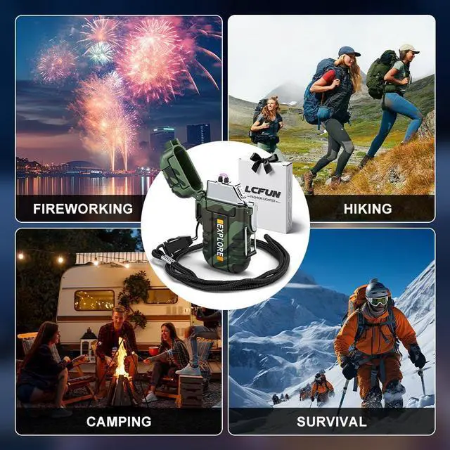 Alt view image 6 of 7 - Electric Lighter USB C Rechargeable Plasma Lighter Windproof Flameless Arc Lighters, Waterproof Matches for Camping Hiking Hunting, Survival Tactical Gear Gifts for Men Fathers Husband