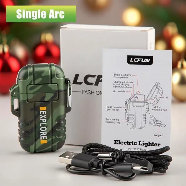 Alt view image 7 of 7 - Electric Lighter USB C Rechargeable Plasma Lighter Windproof Flameless Arc Lighters, Waterproof Matches for Camping Hiking Hunting, Survival Tactical Gear Gifts for Men Fathers Husband