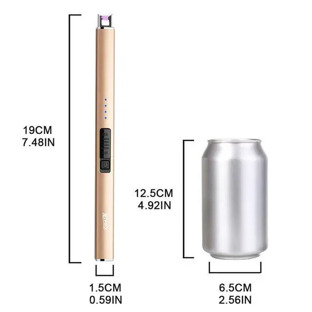 Alt view image 7 of 7 - JETPRO Electric Arc Windproof Lighter Flameless USB Rechargeable Lighter with Safety Lock for Candle BBQ Camping (Gold)