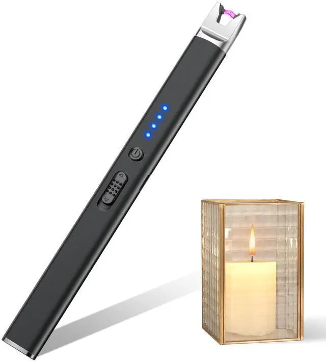 Main image of Candle Lighter Electric USB Rechargeable Plasma Arc Lighter with Safety Lock, Windproof Flameless Lighters Long Stem Matches for Candle, Grill, BBQ, Camping, Gas Stoves
