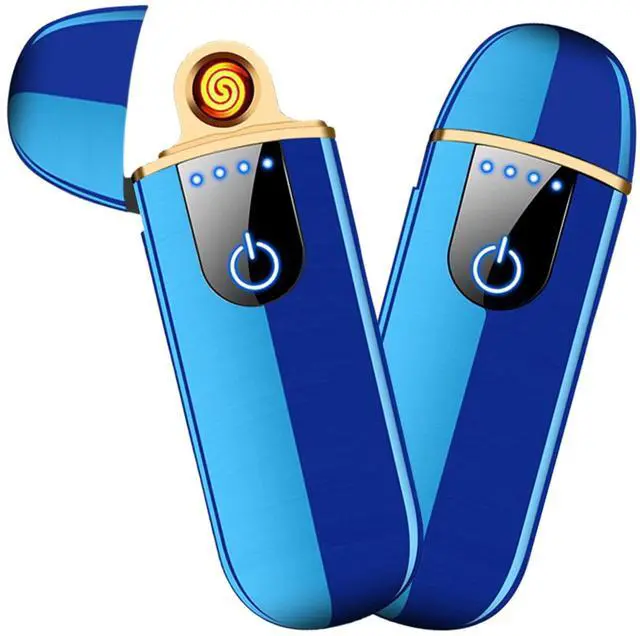 Main image of Electric Lighter, Smart USB Rechargeable, Mini Touch Ignition Windproof Flameless Plasma Lighter with Battery Indicator for Men Father Gifts (Blue)
