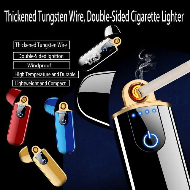 Alt view image 4 of 7 - Electric Lighter, Smart Electronic Lighter, Mini USB Rechargeable Lighter Touch Ignition Windproof Flameless Lighter Lightweight Plasma Lighter with Power Indicator for Boyfriends Father Gifts (Black)