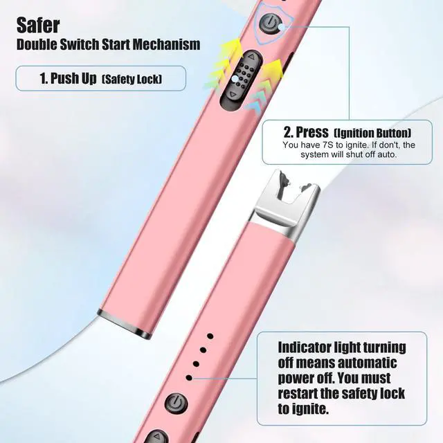 Alt view image 5 of 7 - LcFun Candle Lighter Electric USB Rechargeable Plasma Arc Lighter with Safety Lock, Windproof Flameless Long Lighters for Candle, Grill, BBQ, Camping, Gas Stoves