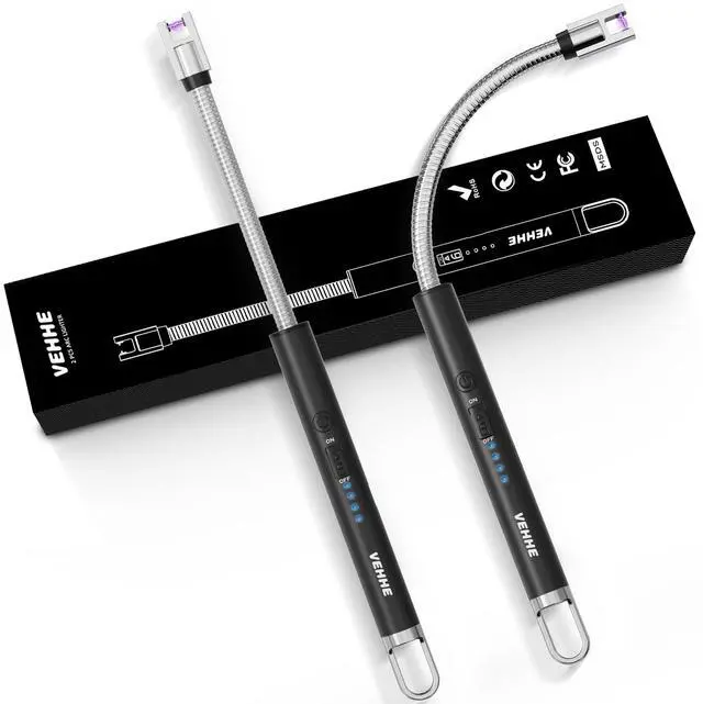 Main image of VEHHE USB Lighter, Candle Electric Lighter with Safety Lock Rechargeable Arc Lighters with LED Display, 360° Flexible Long Neck Lighters for Candles Grilling Cooking Barbecue Camping Windproof