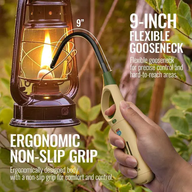 Alt view image 2 of 7 - MK Lighter Outdoor Series Willow 9-Inch Xtra Length Extended Flex Neck 4-Pack Designs Multipurpose Refillable Adjustable Flame, Candle & BBQ Lighters, Prepping & Camping Supplies, Survival Lighters