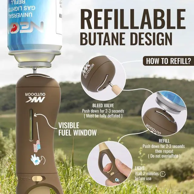 Alt view image 6 of 7 - MK Lighter Outdoor Series Willow 9-Inch Xtra Length Extended Flex Neck 4-Pack Designs Multipurpose Refillable Adjustable Flame, Candle & BBQ Lighters, Prepping & Camping Supplies, Survival Lighters