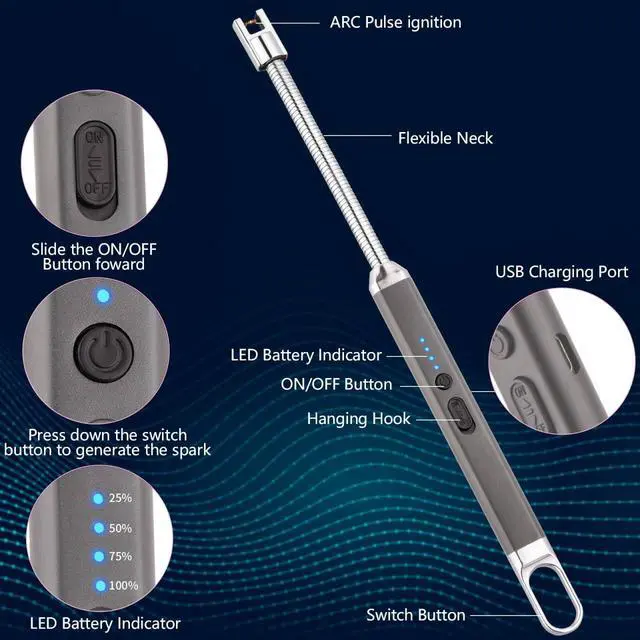 Alt view image 2 of 7 - MEIRUBY Electric Candle Lighter, Valentine's Day Gifts for Women Mom Men Wife, USB Arc Rechargeable Windproof Long Lighter for Candle BBQ Birthday Housewarming Gift Idals