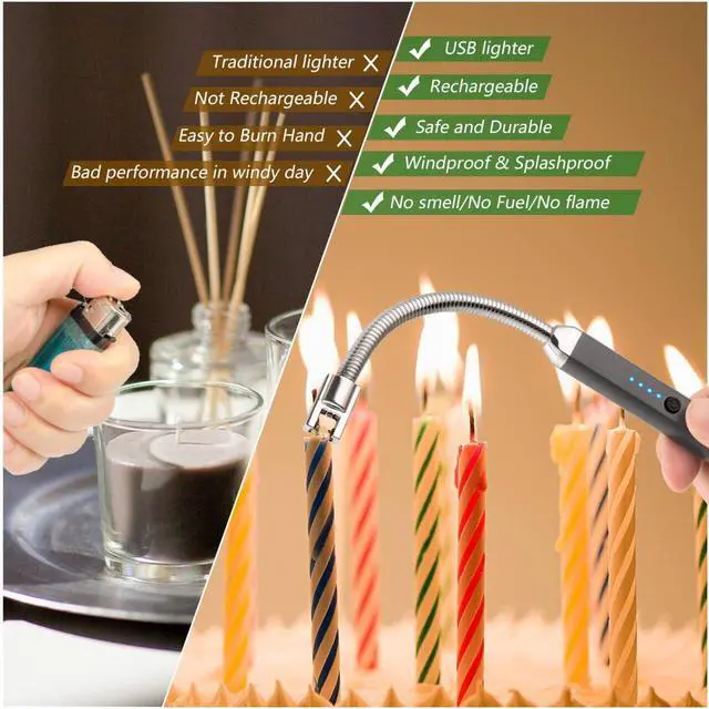 Alt view image 6 of 7 - MEIRUBY Electric Candle Lighter, Valentine's Day Gifts for Women Mom Men Wife, USB Arc Rechargeable Windproof Long Lighter for Candle BBQ Birthday Housewarming Gift Idals