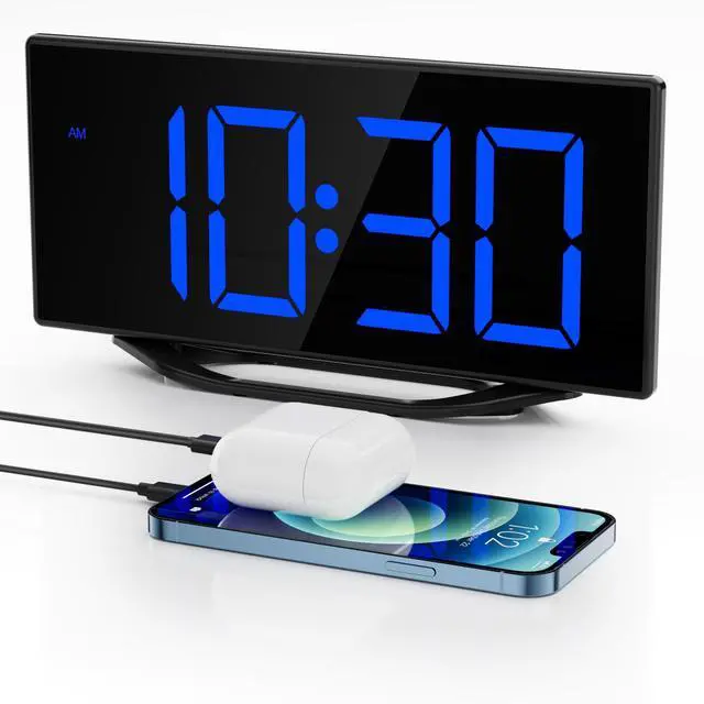 Main image of Digital Alarm Clock for Bedroom Bedside, Large Big Numbers Display with Brightness Dimmer, Plug-In Electric Desk Clock with Battery Backup, USB Charging Port, Adjustable Volume, 12/24Hr, Snooze