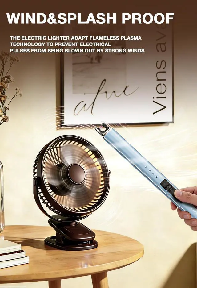 Alt view image 5 of 7 - Rechargeable Electric Candle Lighter Windproof Plasma Arc Lighter for Deep Jars, BBQ Camping Flameless Fire Starter Christmas Stocking Stuffers Gift (Green&Blue Gradient+Sierra Blue)