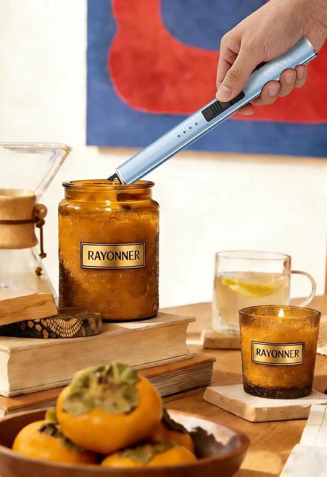 Alt view image 7 of 7 - Rechargeable Electric Candle Lighter Windproof Plasma Arc Lighter for Deep Jars, BBQ Camping Flameless Fire Starter Christmas Stocking Stuffers Gift (Green&Blue Gradient+Sierra Blue)