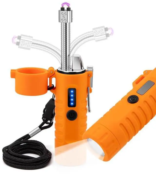 Main image of LcFun Electric Lighters Rechargeable Lighters Flexible Neck Dual Arc Electronic Lighter USB C Lighter with LED Battery Indicator and Flashlight for Candle, Camping, Hiking, Outdoor Adventure