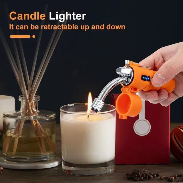 Alt view image 6 of 7 - LcFun Electric Lighters Rechargeable Lighters Flexible Neck Dual Arc Electronic Lighter USB C Lighter with LED Battery Indicator and Flashlight for Candle, Camping, Hiking, Outdoor Adventure