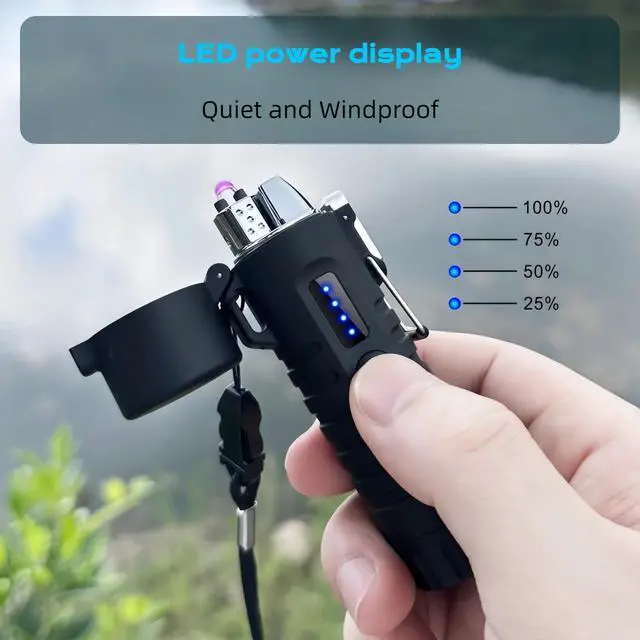 Alt view image 4 of 6 - NINSI Electric Lighter, Flexible Neck Plasma Arc Lighter, USB C Rechargeable Lighters, Windproof and Waterproof Lighters with Flashlight for Candles, Hiking, Camping, Outdoor Adventure (Black)