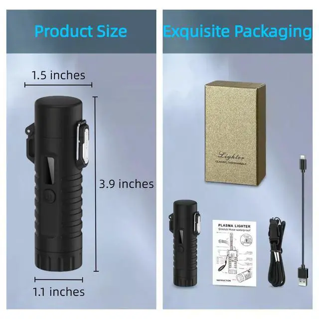 Alt view image 6 of 6 - NINSI Electric Lighter, Flexible Neck Plasma Arc Lighter, USB C Rechargeable Lighters, Windproof and Waterproof Lighters with Flashlight for Candles, Hiking, Camping, Outdoor Adventure (Black)