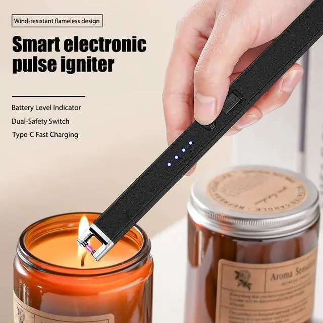 Alt view image 2 of 7 - Candle Lighter Electric Arc Lighters for Candle, Long Neck Flameless & Windproof Rechargeable USB, Camping BBQ (Sliver)