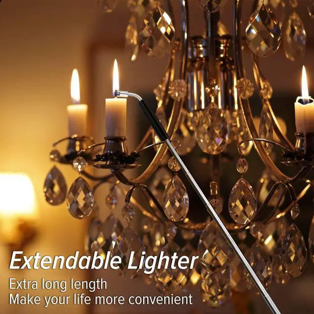 Alt view image 7 of 7 - Electric Arc Flexible Neck Long Lighter,Retractable Length 11.4in to 27.55in,Rechargeable Windproof USB Lighter,360° Rotated Ignition Port, Lighters for Candle Fireplace Pilot Light BBQ Grill Black