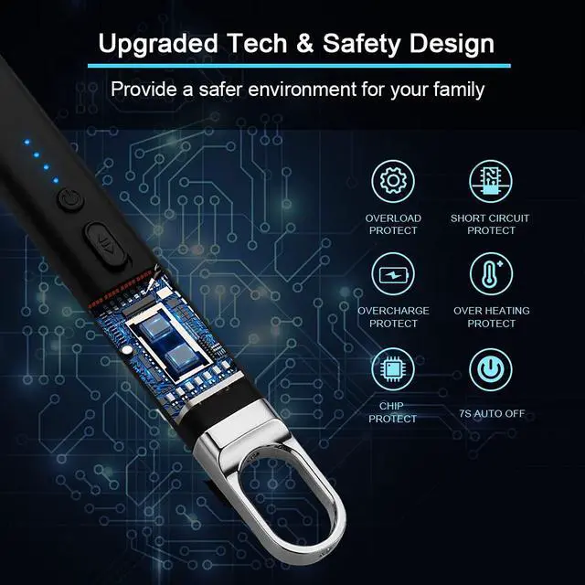 Alt view image 4 of 7 - ARECTECH Electric Arc Candle Lighter Flameless Rechargeable USB Long Lighters for Candle Cooking BBQs Fireworks Black 2 Pack