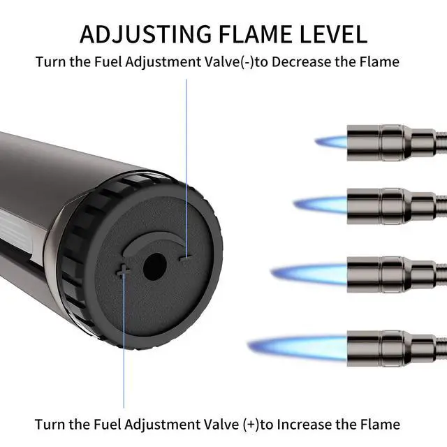 Alt view image 2 of 6 - Butane Lighter Torch Long Lighter Refillable Jet Lighter Windproof Lighter with Visual Fuel Window Flexible Neck Lighter for Grill Fireplace Stove Camping Kitchen (No Butane Included) - Black