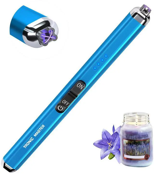 Main image of Electric Candle Lighter Valentine's Day Gifts for Women Mom Men Dual Arc USB Rechargeable Windproof Lighter for Candle BBQ Birthday Camping Gift Idals (Sapphire Blue)