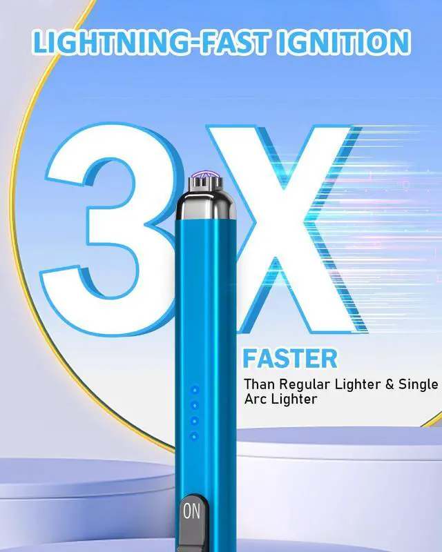 Alt view image 3 of 7 - Electric Candle Lighter Valentine's Day Gifts for Women Mom Men Dual Arc USB Rechargeable Windproof Lighter for Candle BBQ Birthday Camping Gift Idals (Sapphire Blue)